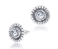 Sunflower Designed with CZ Silver Ear Stud STS-3734